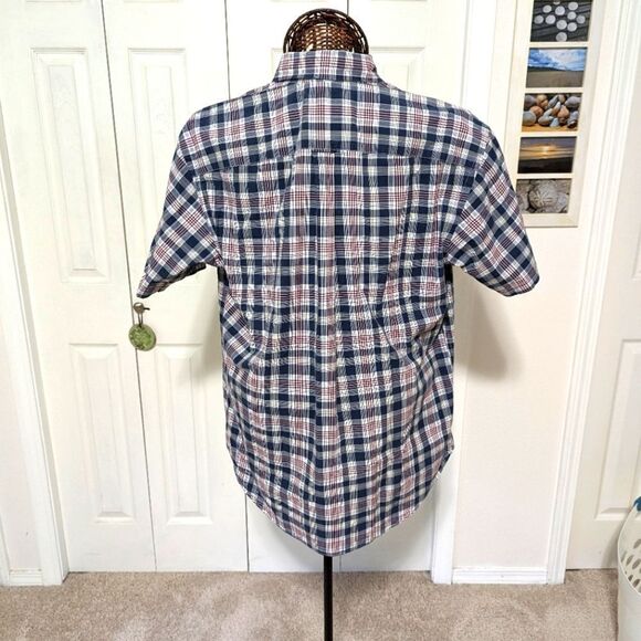 Men's Nautica Plaid Shirt - Short Sleeve Button Down 100% Cotton Shirt - Picture 4 of 11
